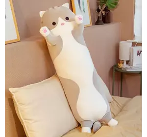 Іграшка обіймашка Кіт Батон, м'яка іграшка антистрес, подушка обіймашка, 70 см, Сірий
